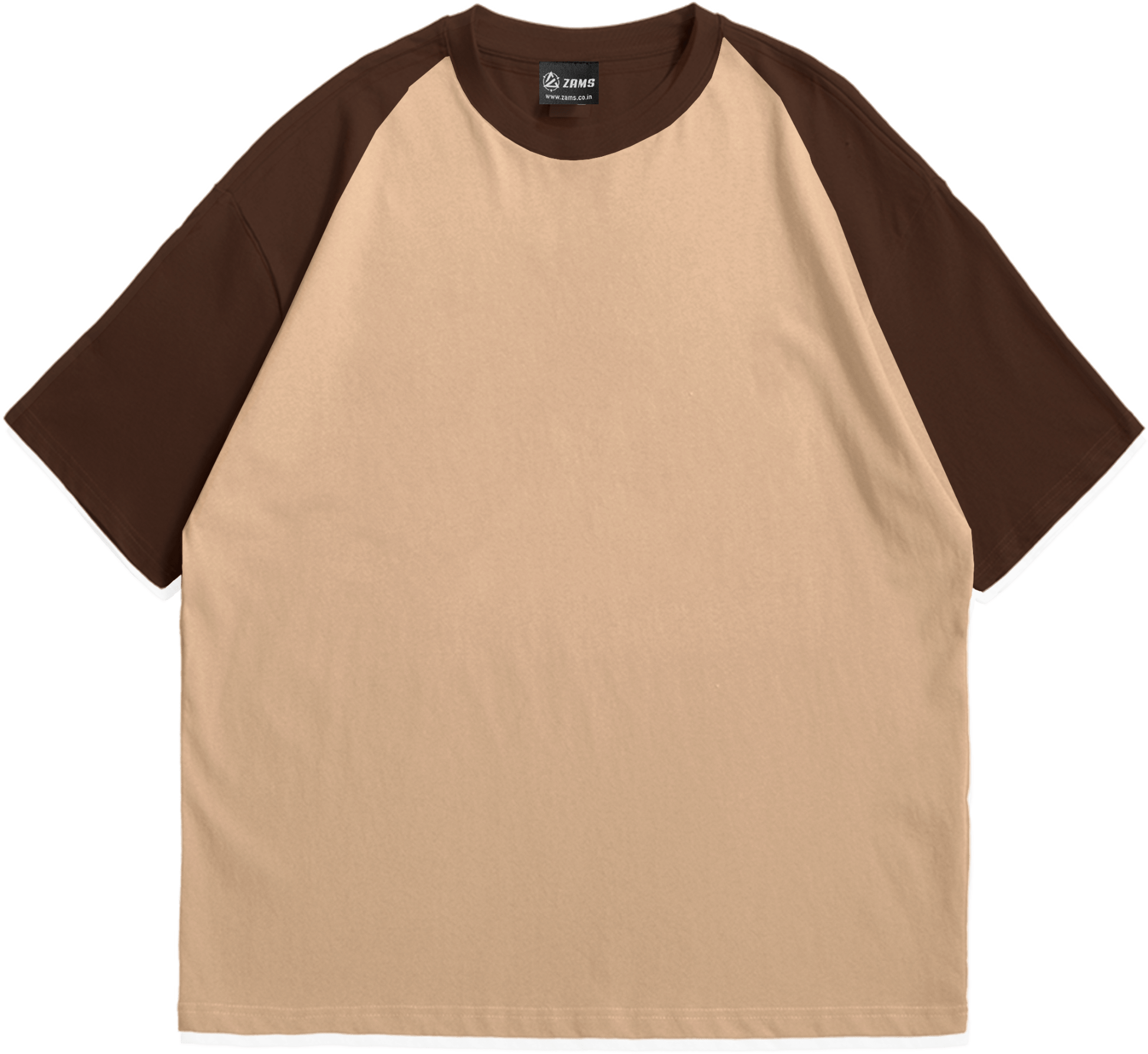 Plain Beige + Brown  / Oversized Raglan T-Shirt