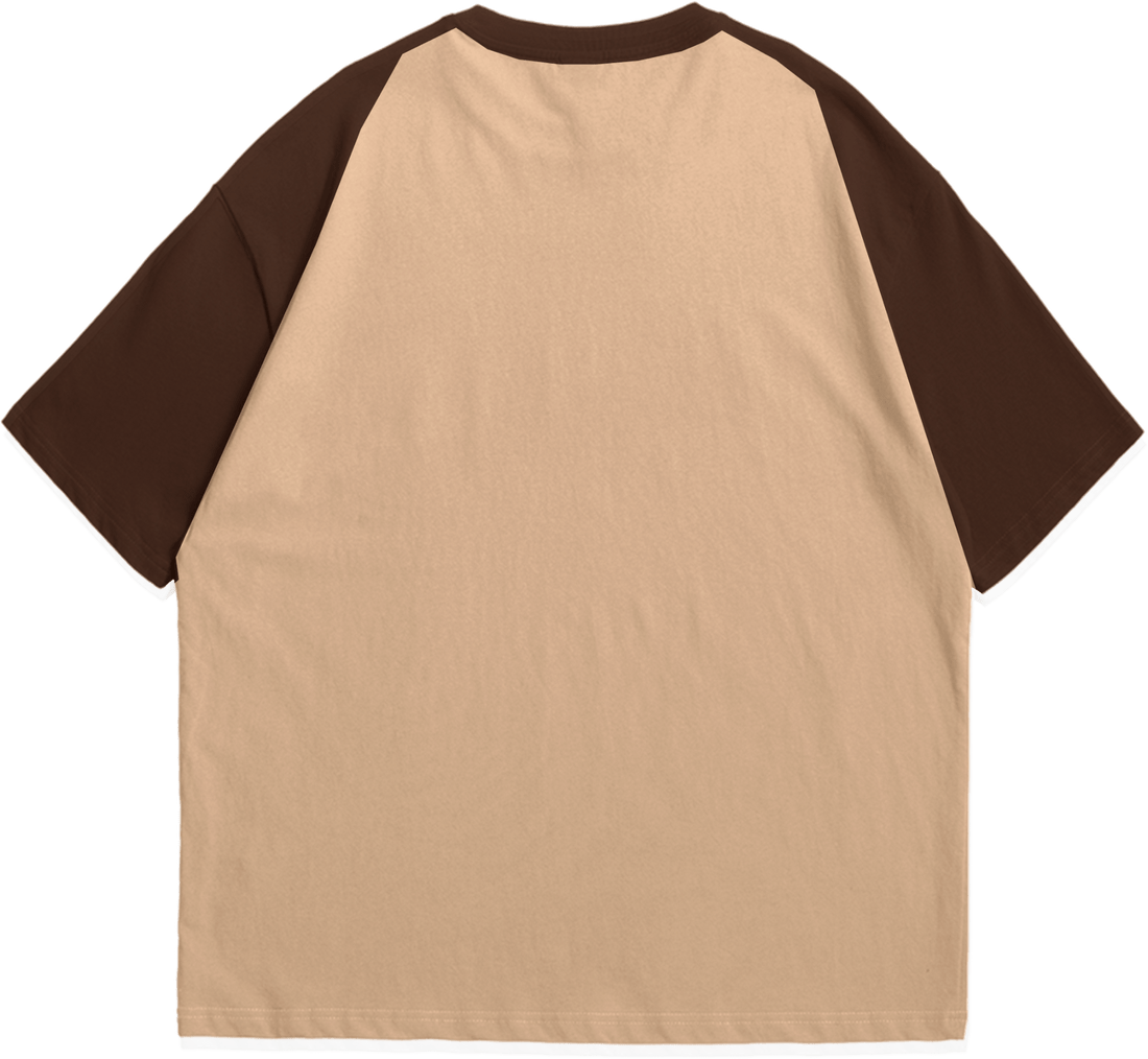 Plain Beige + Brown  / Oversized Raglan T-Shirt